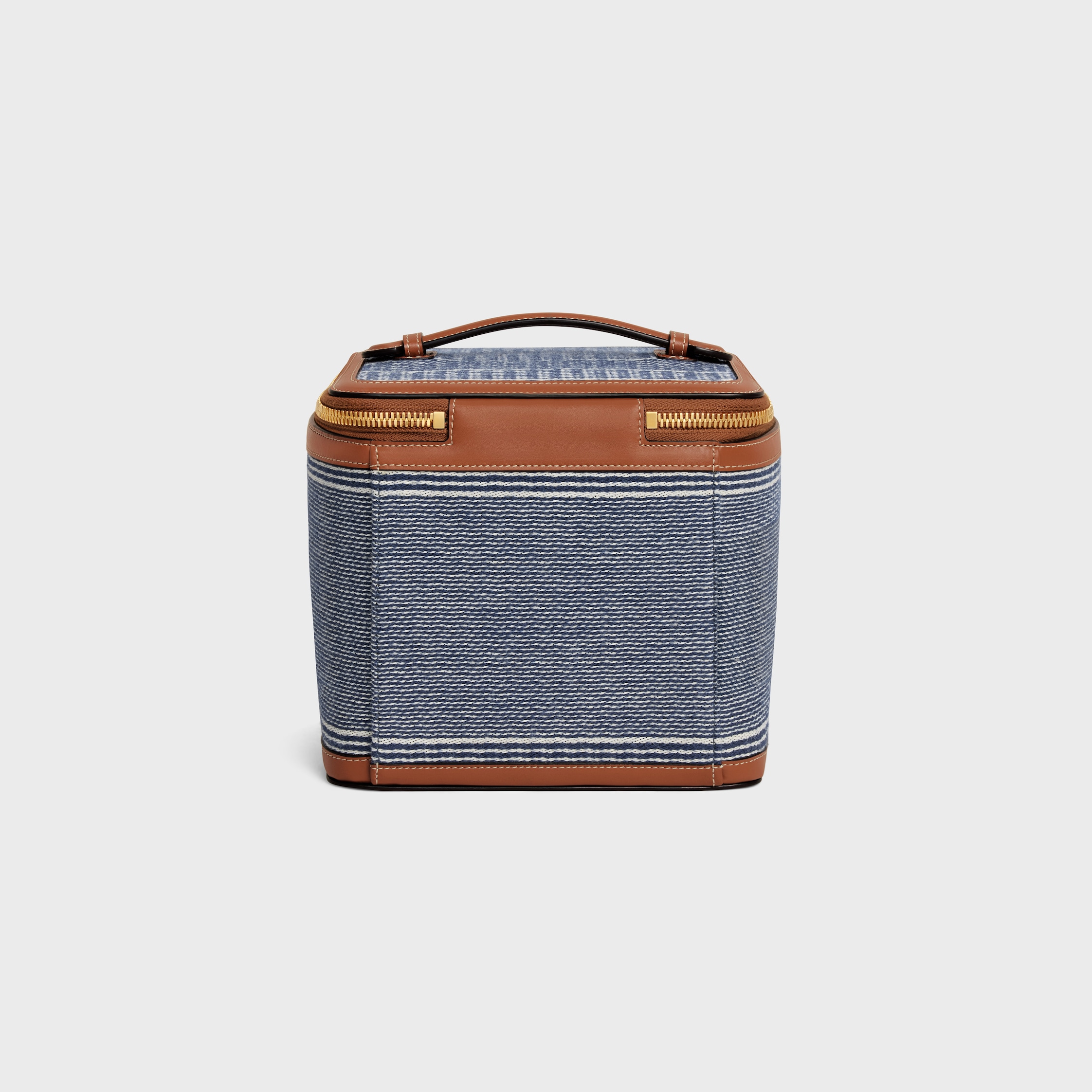 ◆CELINE◆ VANITY CASE IN JACQUARD TEXTILE AND CALFSKIN VANITY CASE IN JACQUARD TEXTILE AND CALFSKIN - BLUE / BEIGE