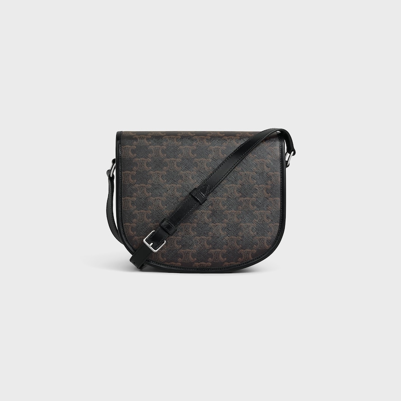 MEDIUM BESACE TRIOMPHE IN TRIOMPHE CANVAS AND CALFSKIN - BLACK - TRIOMPHE CANVAS - 1 | CELINE