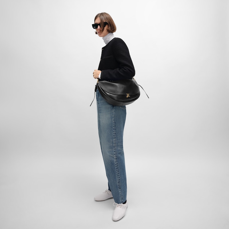 HALFMOON SOFT TRIOMPHE BAG IN SUPPLE SHINY LAMBSKIN - BLACK - CROSS-BODY BAGS - 1 | CELINE