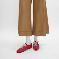 THE FLAT SNEAKER IN GROS GRAIN, VELVET, SUEDE GOATSKIN AND LAMBSKIN - RED / ELECTRIC BLUE -  - 2 | CELINE