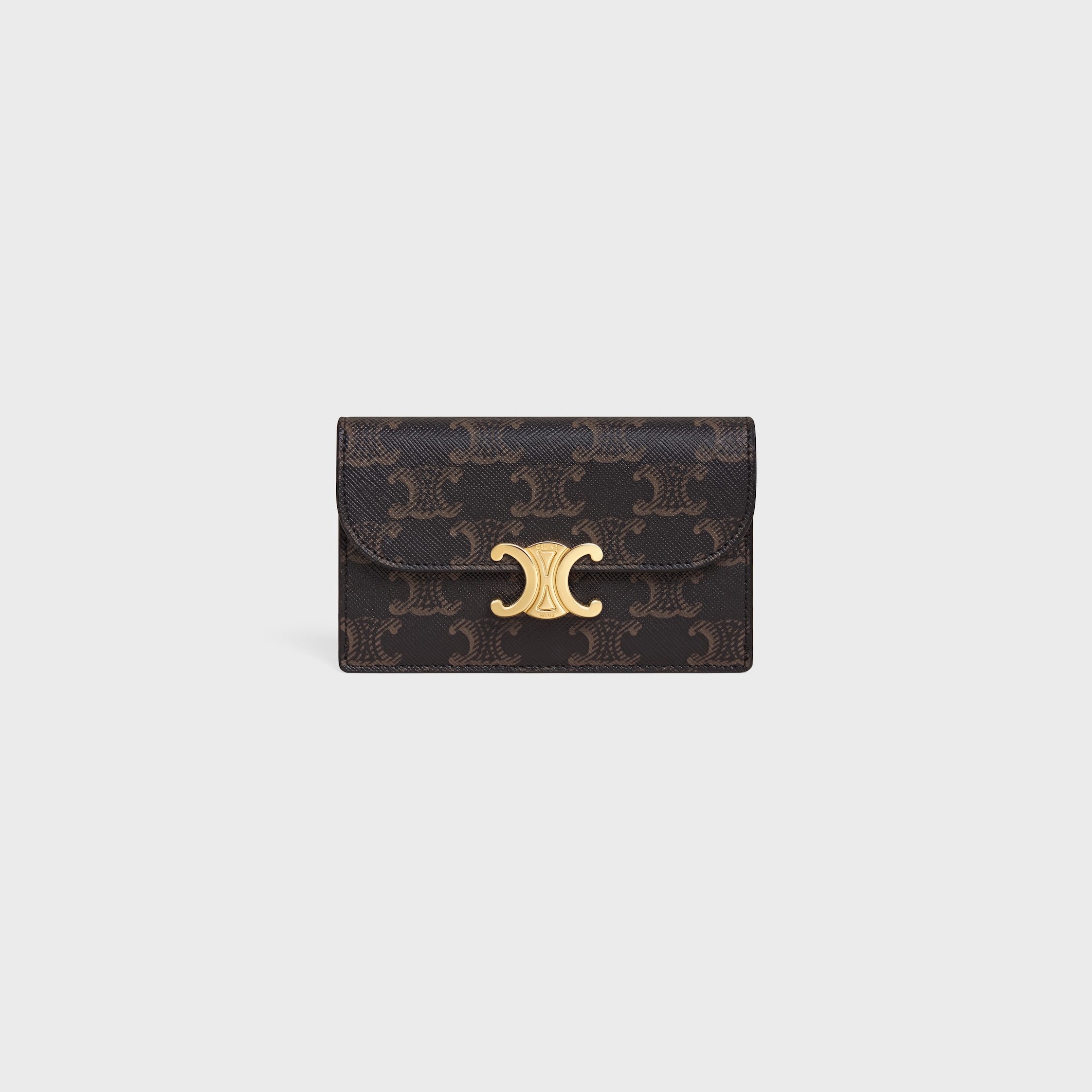 関税込★CELINE★Zipped Card Holder Triomphe Canvas Lambskin Women's Zipped card holder in Triomphe canvas and lambskin