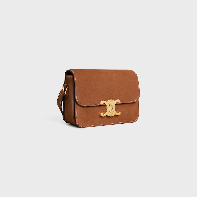 TEEN TRIOMPHE BAG IN NUBUCK CALFSKIN - CAMEL - TRIOMPHE - 1 | CELINE