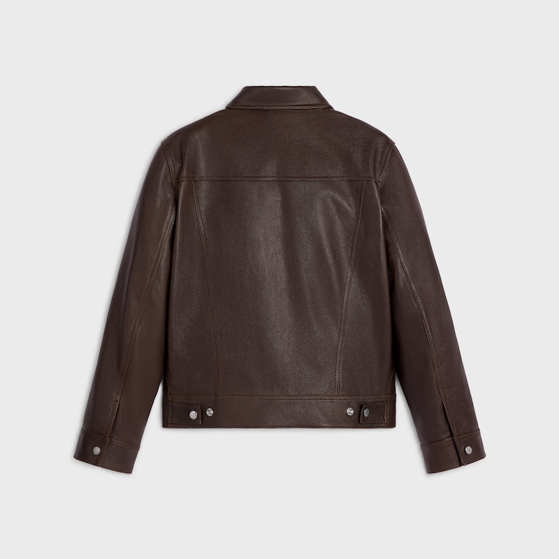 trucker jacket IN LAMBSKIN - DARK BROWN -  - 1 | CELINE