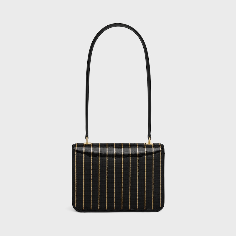 TEEN GARANCE bag IN STRIPED SEQUINS - Black / Gold - TOP-HANDLE BAGS - 1 | CELINE