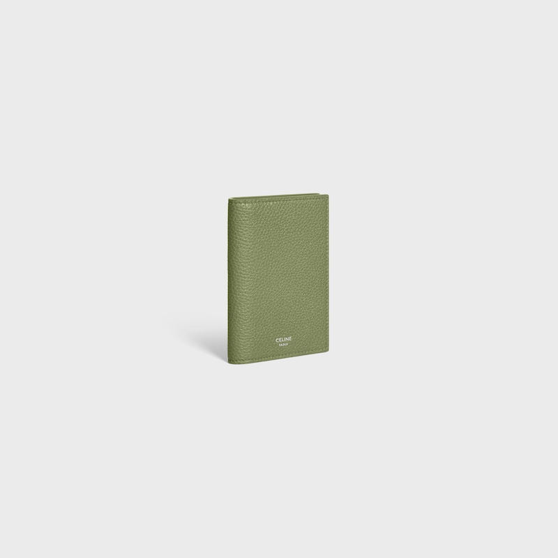 VERTICAL CARD HOLDER IN GRAINED CALFSKIN - LIGHT KHAKI - NEW - 1 | CELINE