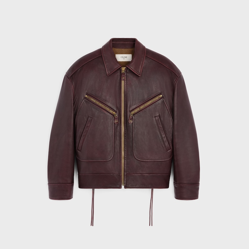blouson IN CALFSKIN - LIE DE VIN -  - 1 | CELINE