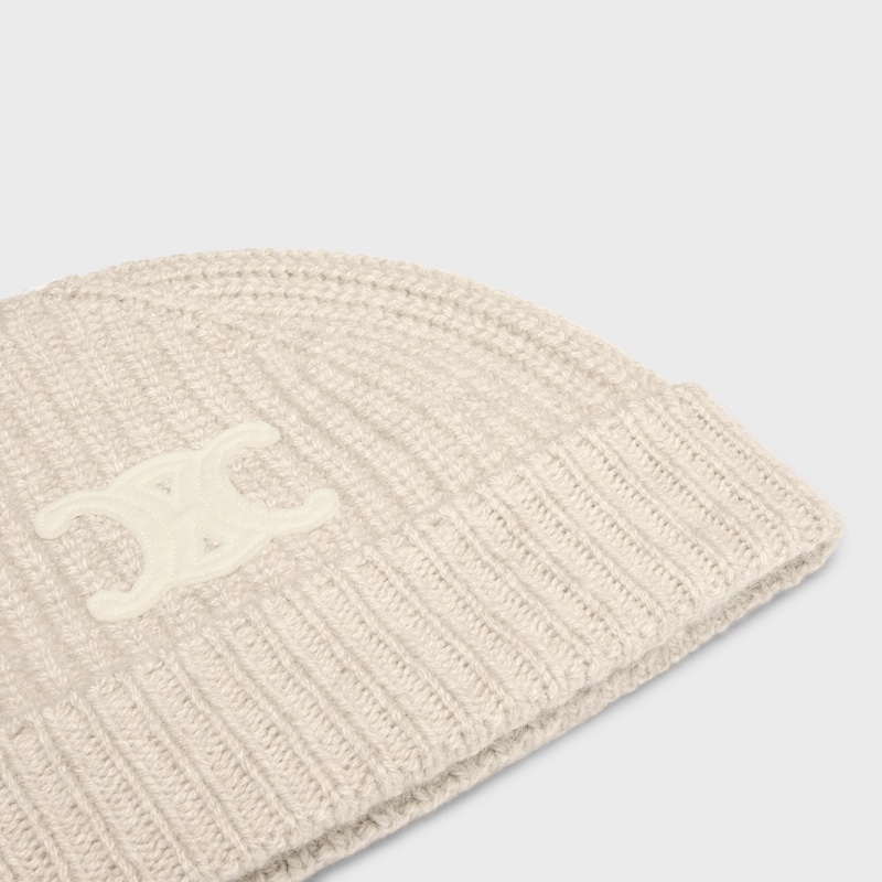 triomphe beanie in seamless cashmere - CREAM -  - 1 | CELINE