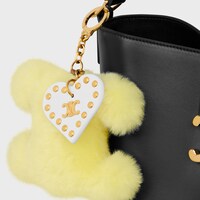 TRIOMPHE pom-pom Charm IN Shearling & Calfskin - JAUNE/BLANC - CHARMS AND ACCESSORIES - 1 | CELINE