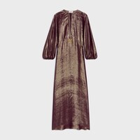 caftan dress IN lamé silk - AUBERGINE/GOLD -  - 1 | CELINE