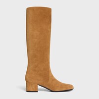LES BOTTES CELINE TRIOMPHE HIGH BOOT IN SUEDE CALFSKIN - HAVANA -  - 1 | CELINE