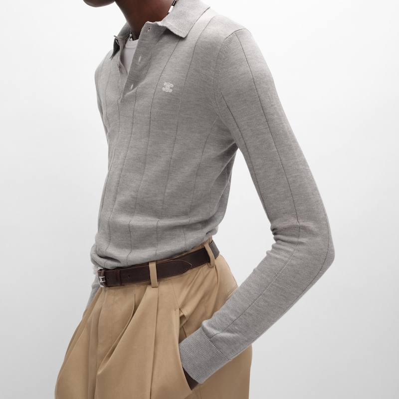 polo IN FINE SILK AND COTTON - LIGHT GREY -  - 1 | CELINE