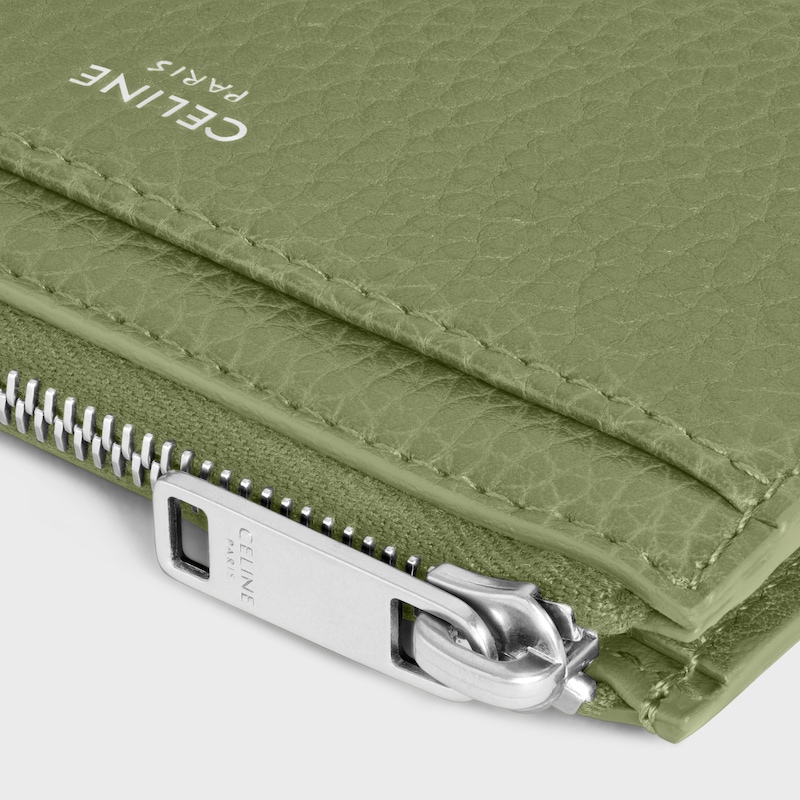 Portacarte con zip in pelle di vitello granata - KAKI CHIARO - PORTAMONETE E PORTACARTE - 1 | CELINE