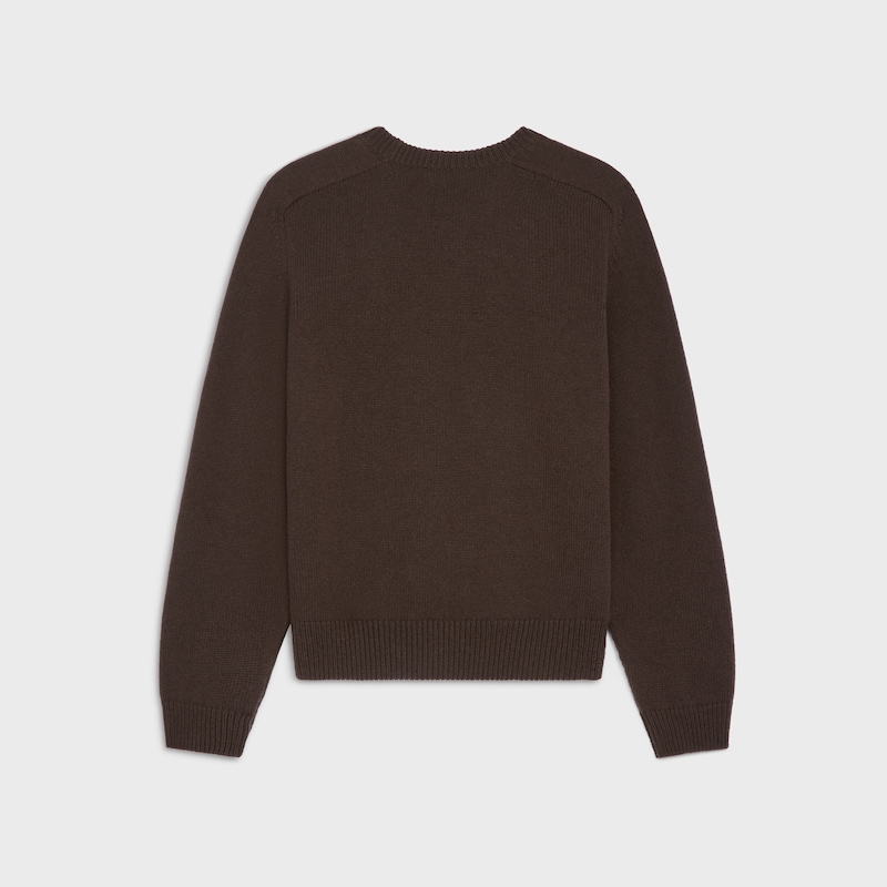 crew neck sweater IN WOOL AND CASHMERE - BROWN -  - 1 | CELINE