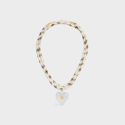 CELINE 쾨르 트리옹프 목걸이 - 실크, 레진, 골드 피니시 브라스 - 아이보리/카키/골드 -  - tileIndex | CELINE
