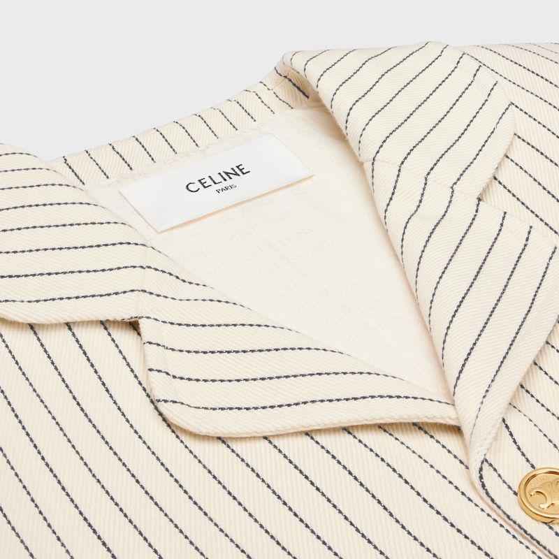 jacket in striped cotton gabardine - CRAIE/NOIR -  - 1 | CELINE