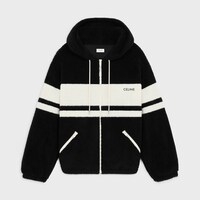 celine hooded jacket in jersey fleece - BLACK / WHITE -  - 1 | CELINE