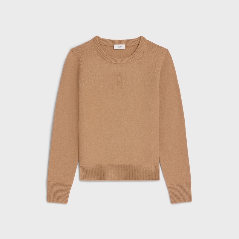 crew neck sweater in heritage cashmere - CAMEL -  - 1 | CELINE
