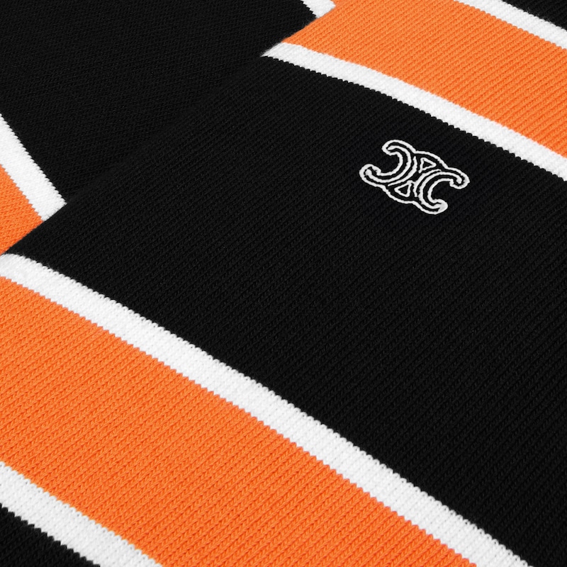 polo shirt IN STRIPED COTTON JERSEY - BLACK/WHITE/ORANGE -  - 1 | CELINE
