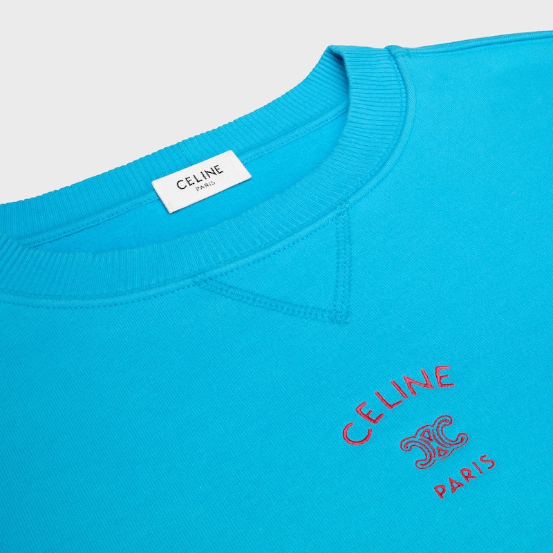 CAMISOLA LARGA EM FLEECE DE ALGODÃO - MICKEY BLUE / WHITE - - 1 | CELINE