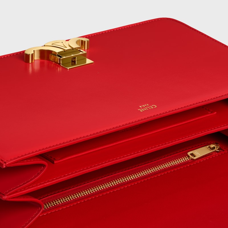 MEDIUM TRIOMPHE FOLIO IN SHINY CALFSKIN - ULTRA RED - NEW - 1 | CELINE