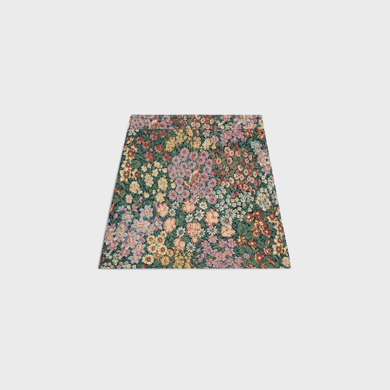 mini skirt IN cotton jacquard - KHAKI/CHALK/RED/VIOLET -  - 1 | CELINE