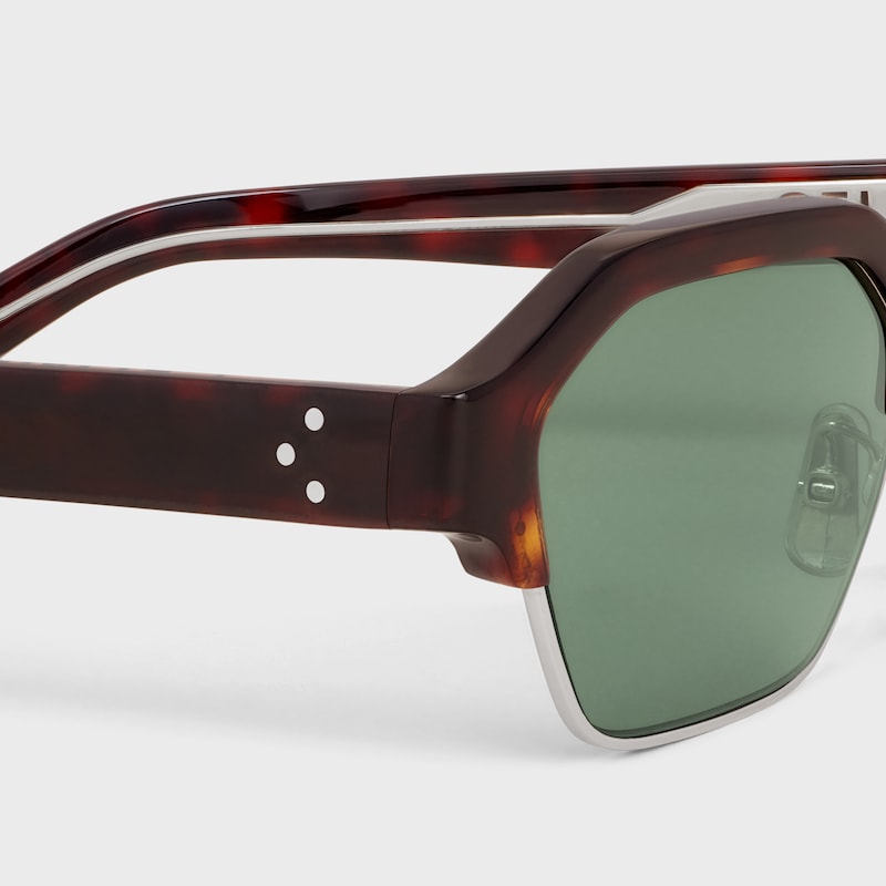 黑框63醋酸酯及金屬太陽眼鏡 - 深哈瓦那棕 / 銀色 -  - 1 | CELINE