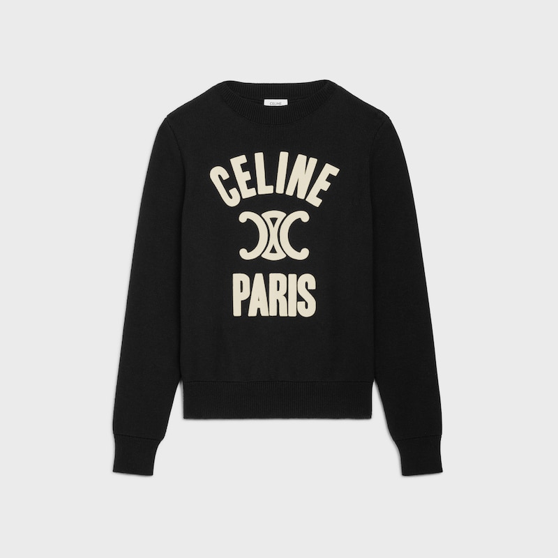 boat neck sweater in cashmere and wool - BLACK / OFF WHITE -  - 1 | CELINE