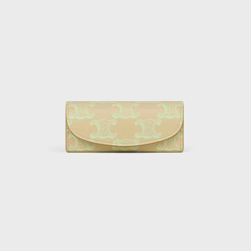 RING CASE IN TRIOMPHE CANVAS - SANDCASTLE / SOFT LIME - BEAUTY ACCESSORIES - 1 | CELINE