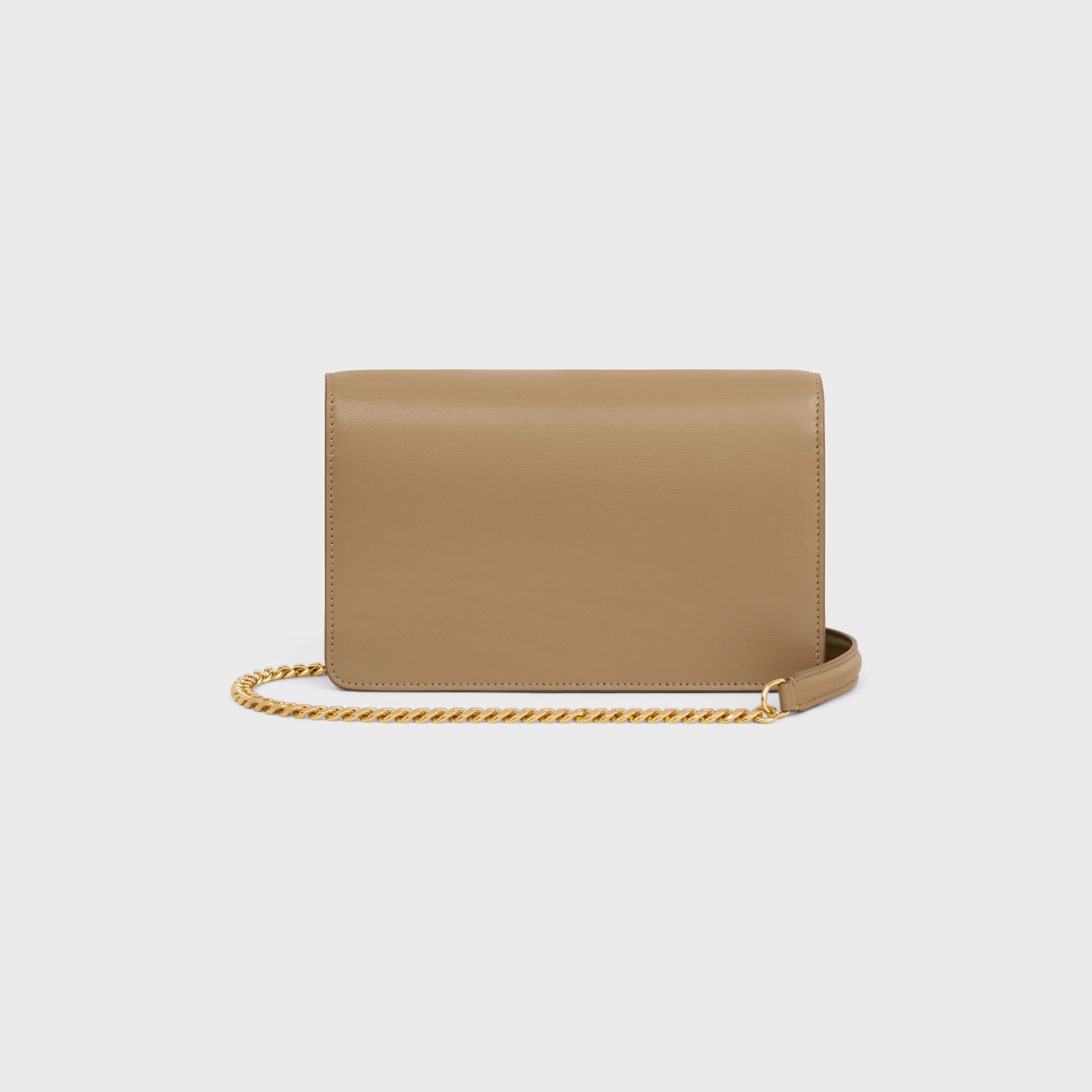 チェーンウォレット マーゴ シャイニー スモークブラウン 財布 WALLET ON CHAIN MARGO IN Shiny calfskin - Smoked Brown | CELINE