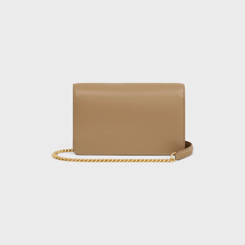 WALLET ON CHAIN MARGO IN Shiny calfskin - SMOKED BROWN - WALLETS ON CHAIN - 1 | CELINE