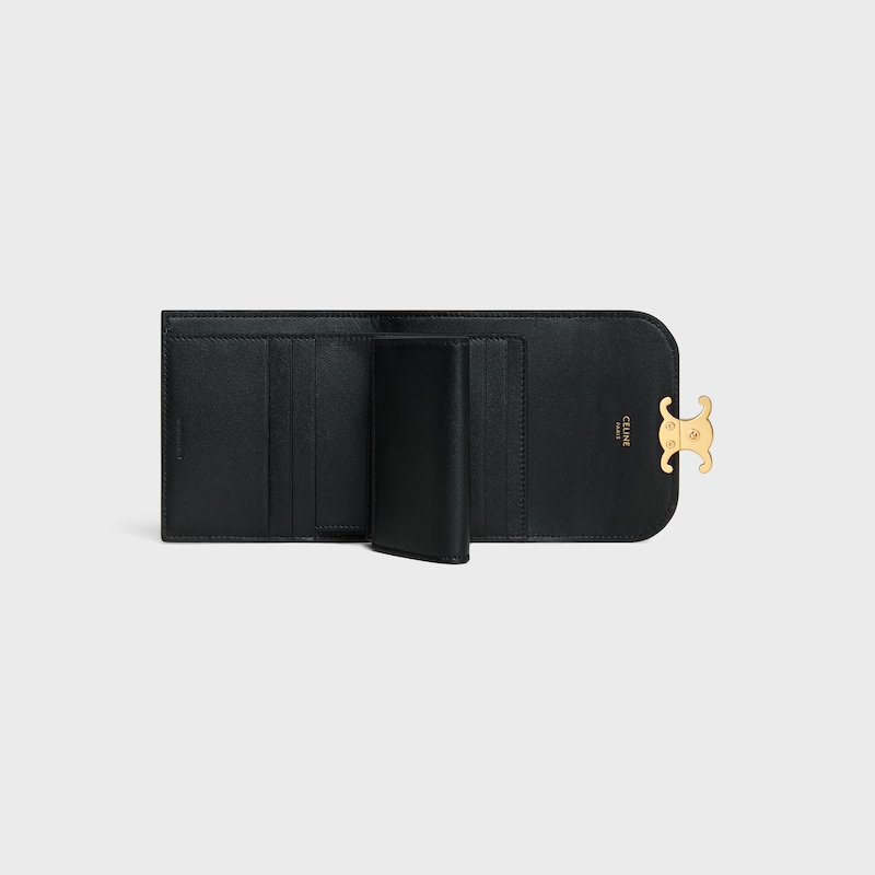 Small Flap Wallet TRIOMPHE IN PYTHON - HICKORY - WALLETS - 1 | CELINE