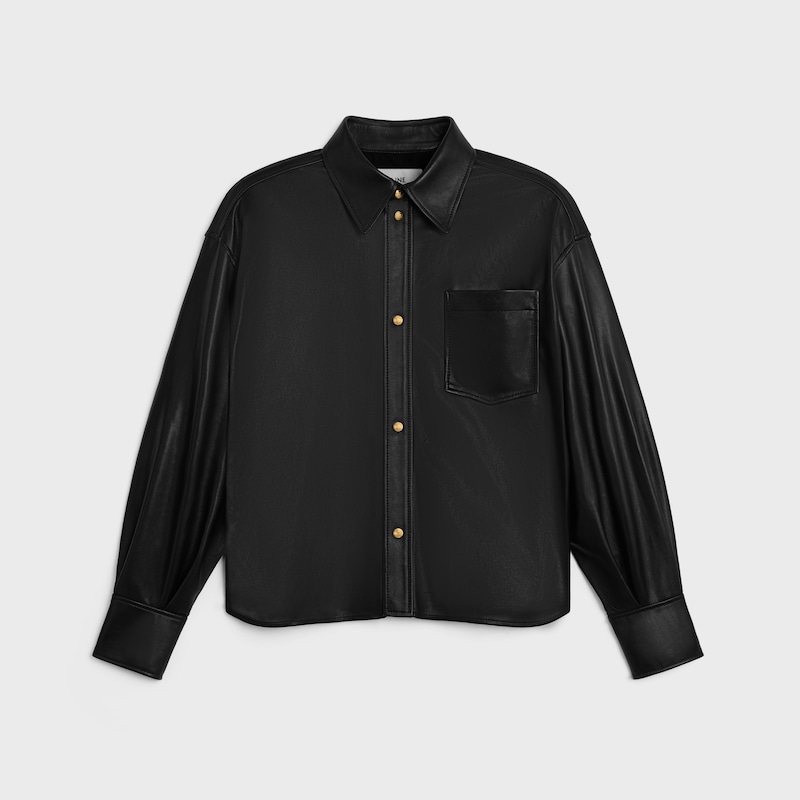 Shirt IN soft lambskin - BLACK -  - 1 | CELINE
