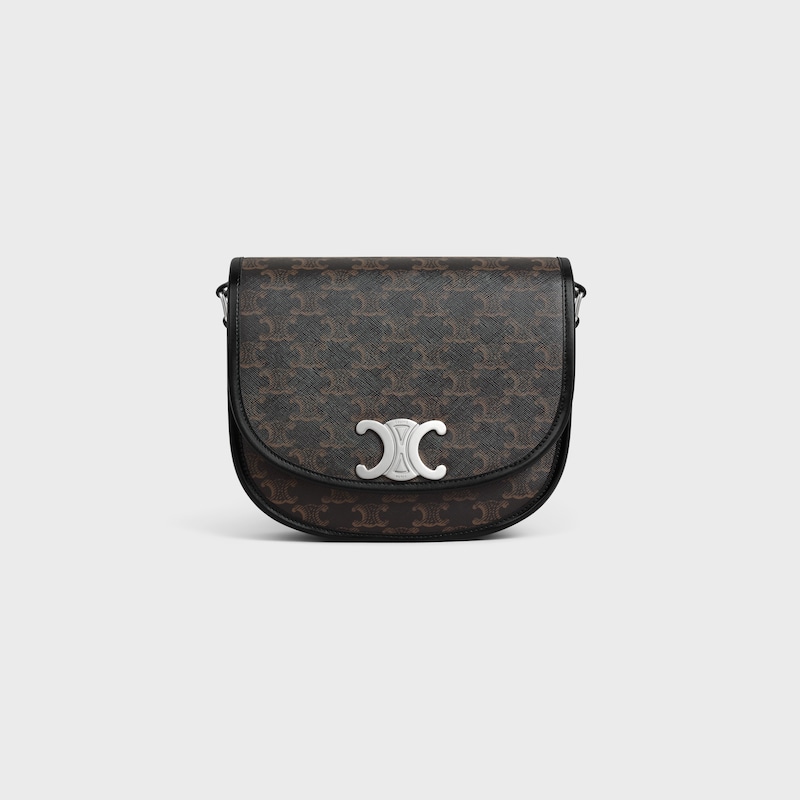 MEDIUM BESACE TRIOMPHE IN TRIOMPHE CANVAS AND CALFSKIN - BLACK - TRIOMPHE CANVAS - 1 | CELINE