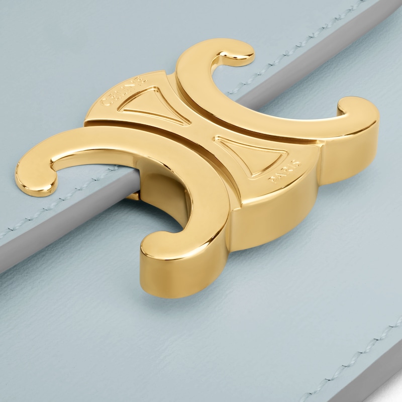 CARD HOLDER WITH FLAP TRIOMPHE IN Shiny calfskin - ICE BLUE - COIN AND CARD HOLDERS - 1 | CELINE