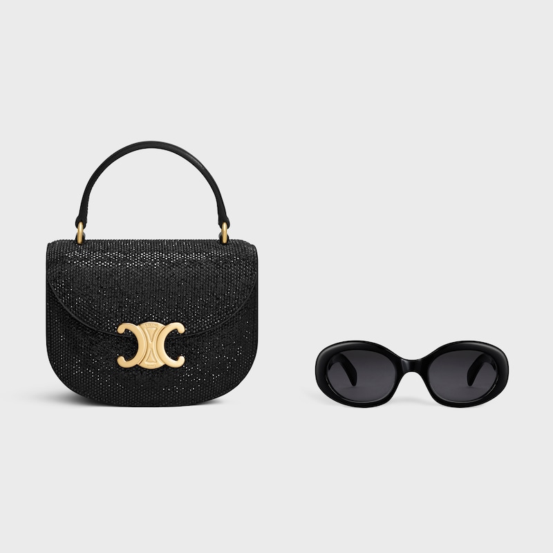 MINI BESACE CLEA in SUEDE CALFSKIN WITH STRASS - BLACK - GIFT FINDER - 1 | CELINE