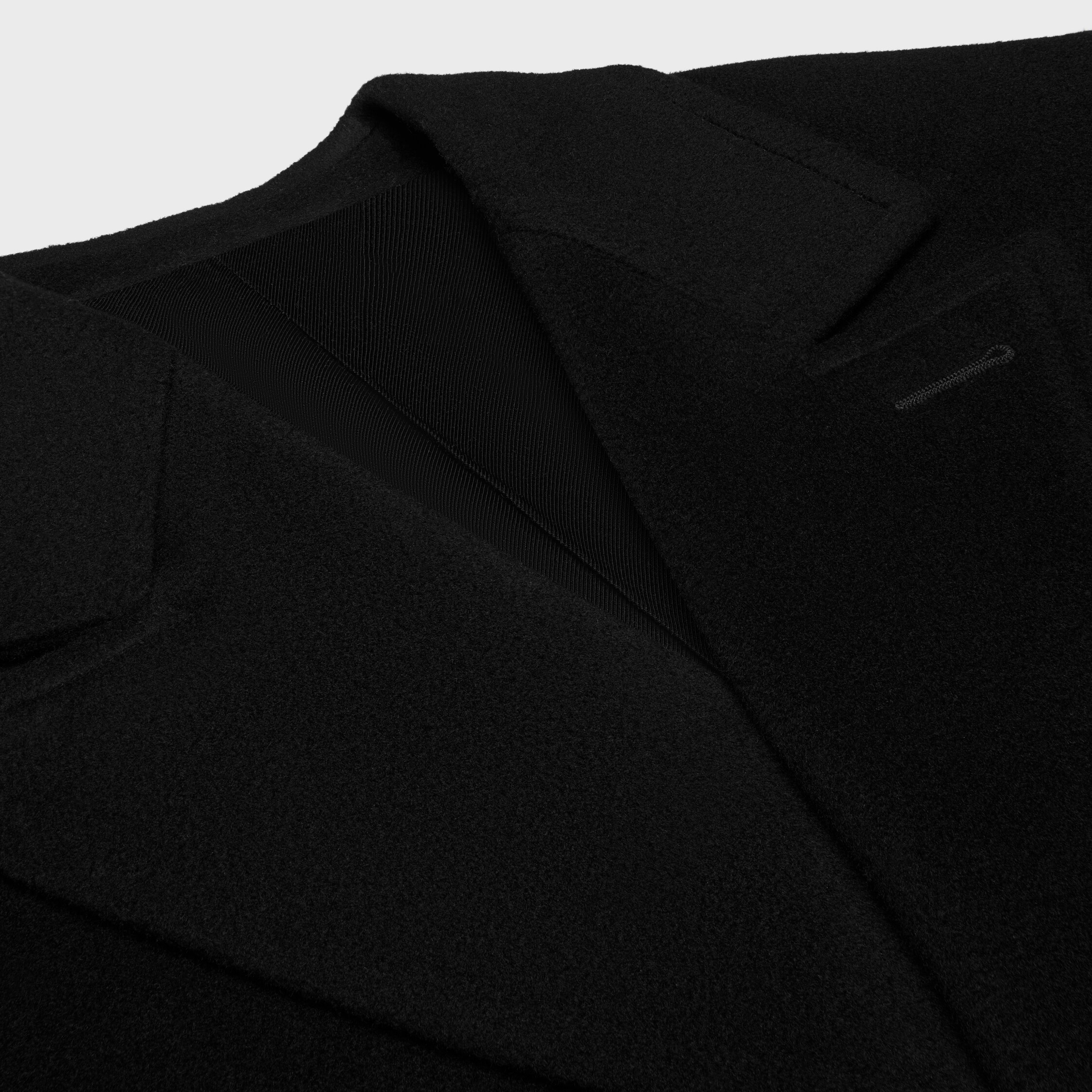 double-breasted coat IN WOOL CLOTH - BLACK | CELINE