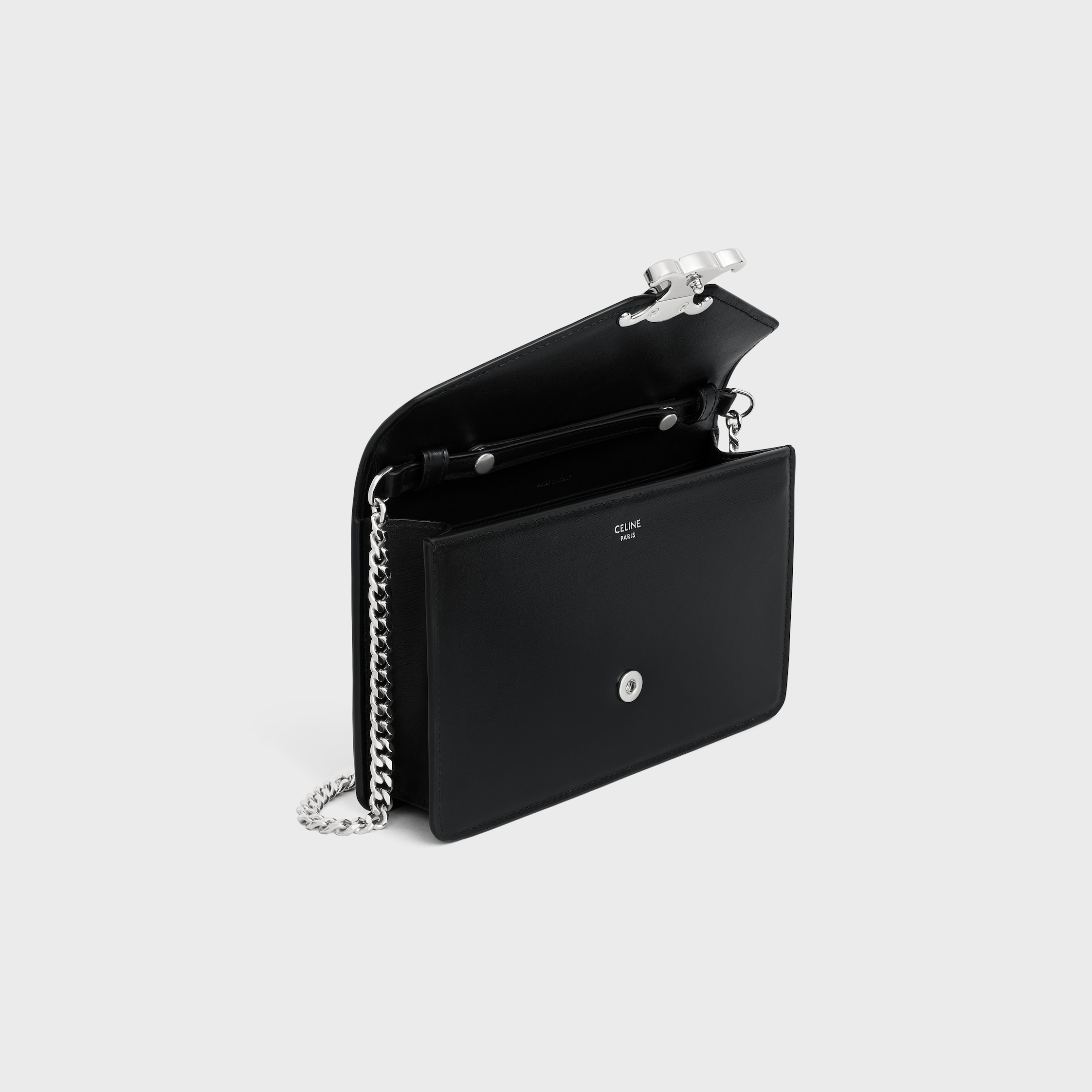 WALLET ON CHAIN MARGO in Shiny calfskin - BLACK | CELINE