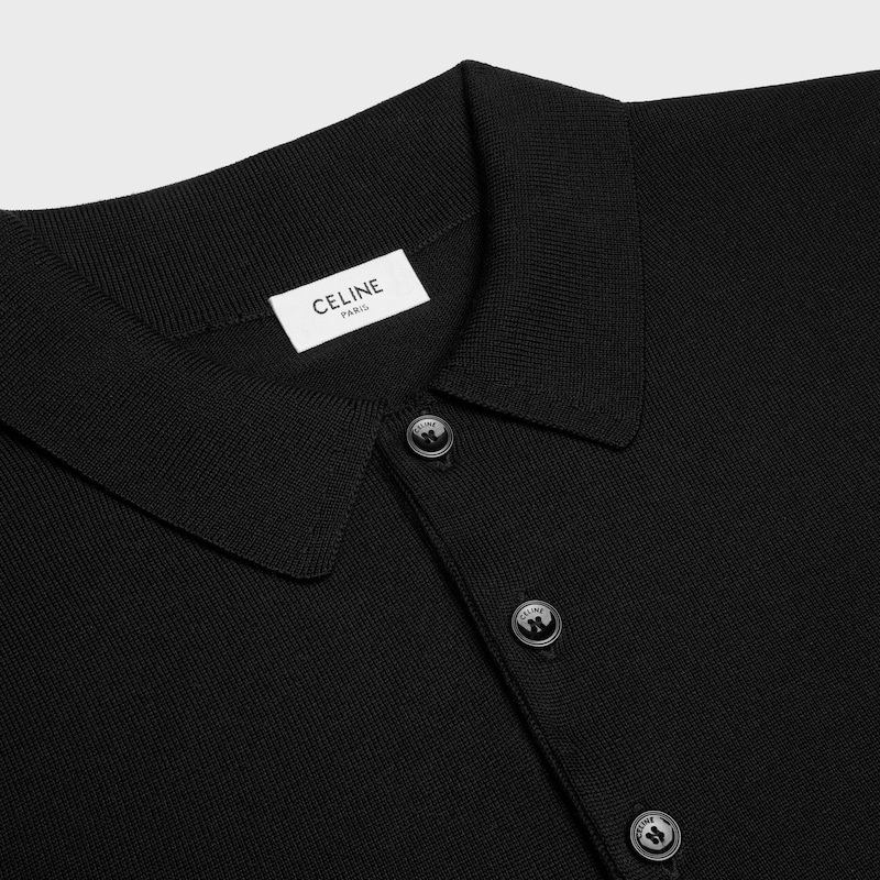 POLO SWEATER IN FINE SILK AND COTTON - BLACK -  - 1 | CELINE