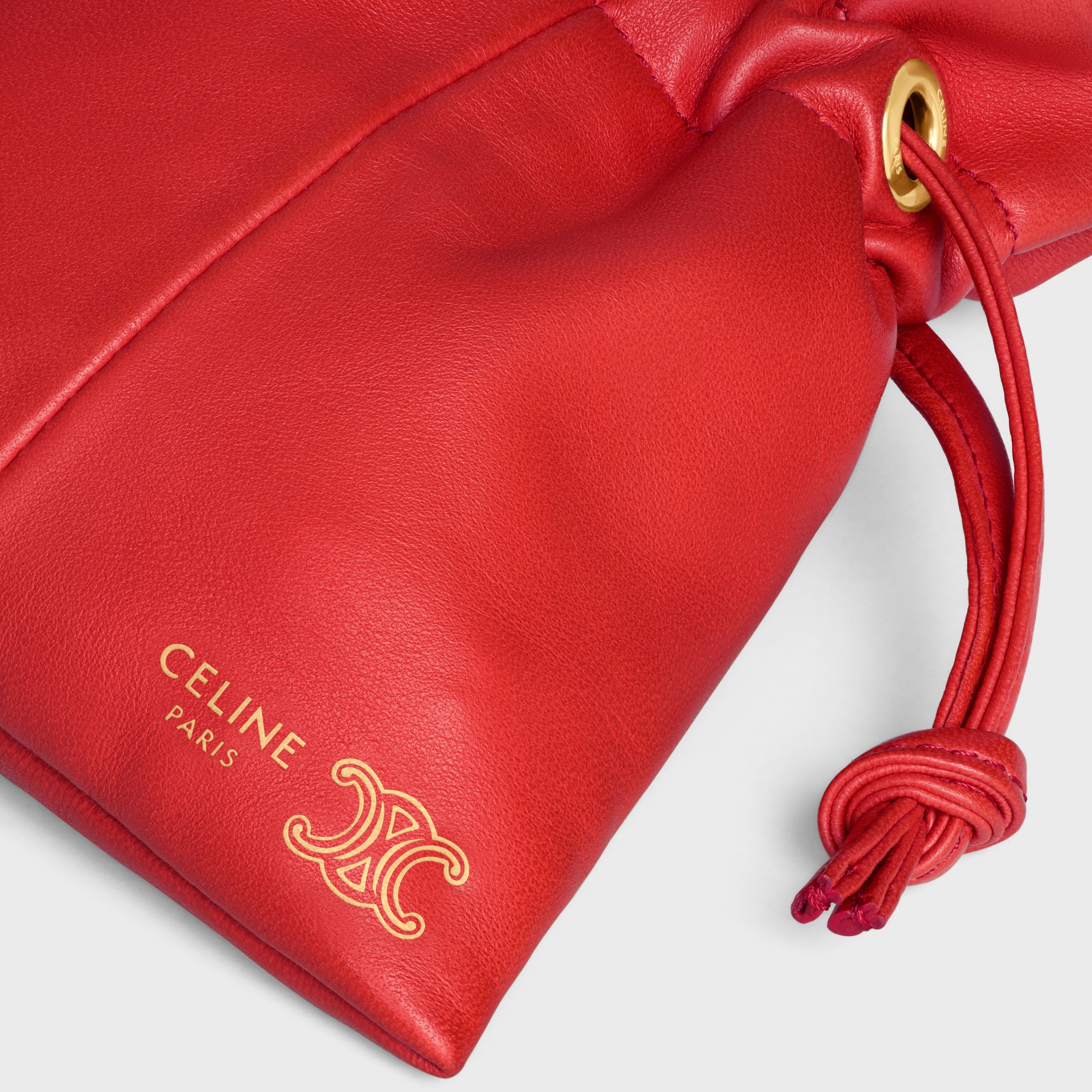 POUCH CRYSTAL MICRO EM COURO DE CORDEIRO SUAVE - ULTRA VERMELHO