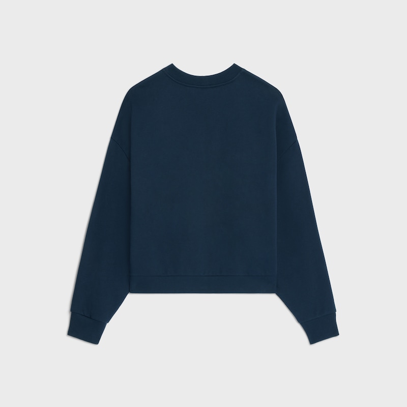 棉質抓絨寬大衛衣 - 海藍色 / 紅色 / 米白色 -  - 1 | CELINE