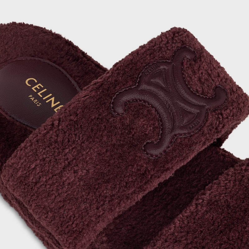 CELINE SLIDES TRIOMPHE IN SPONGE FABRIC - DARK BURGUNDY -  - 1 | CELINE