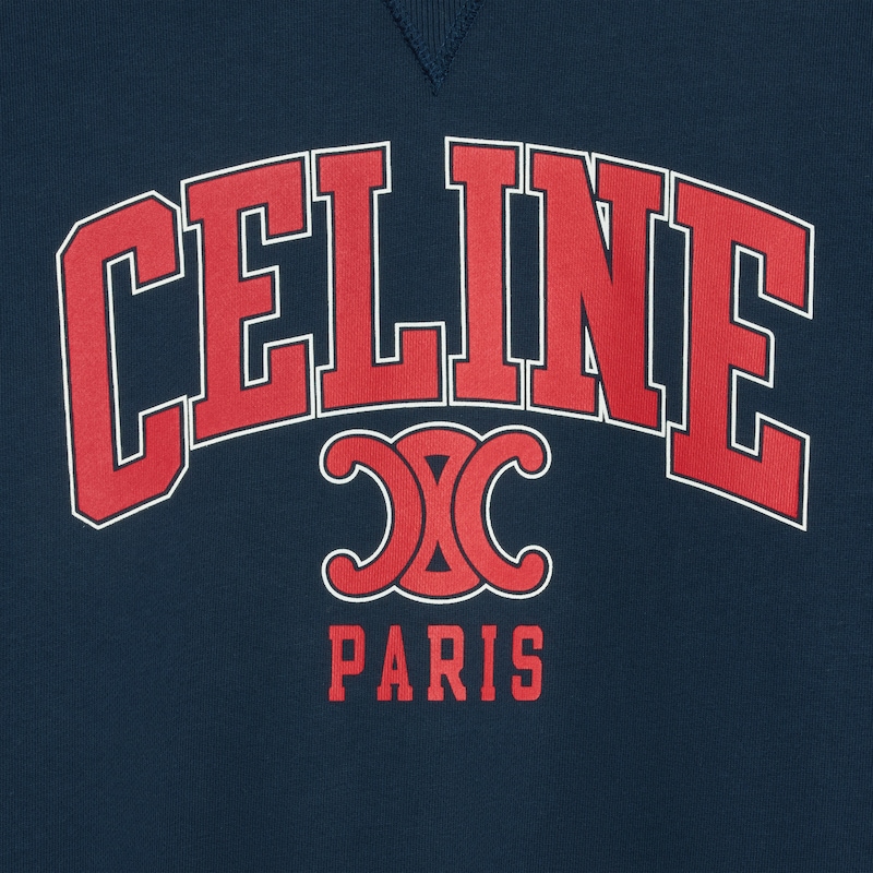 棉質抓絨寬大衛衣 - 海藍色 / 紅色 / 米白色 -  - 1 | CELINE