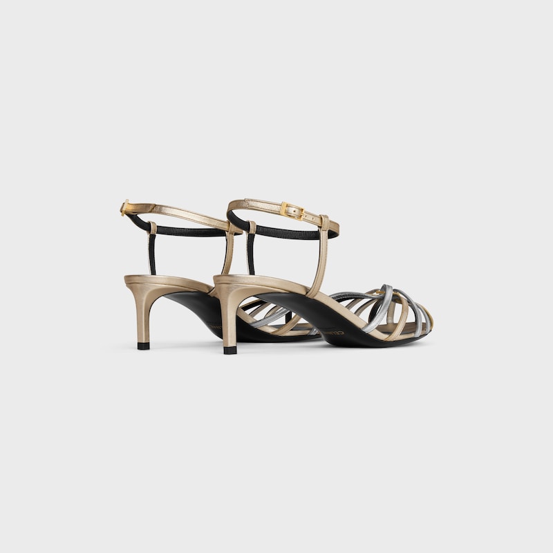 CELINE TRIOMPHE SANDAL IN LAMINATED CALFSKIN - PLATINUM/SILVER -  - 1 | CELINE