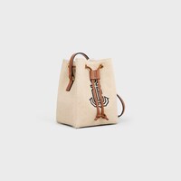 MICRO SAILOR IN Textile with Anchor Embroidery and Calfskin - NATURAL / TAN - MORE LINES - 2 | CELINE