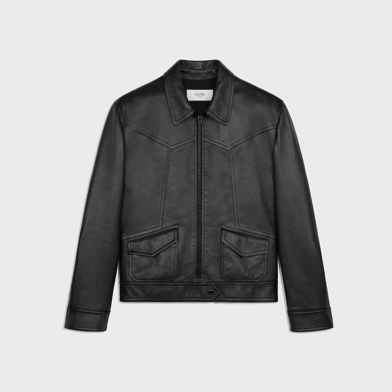 loose blouson jacket in soft lambskin - BLACK -  - 1 | CELINE