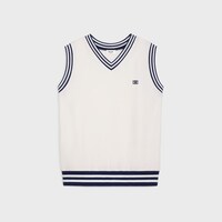 棉质抓绒无袖卫衣 - 荧光白/海军蓝 -  - 1 | CELINE