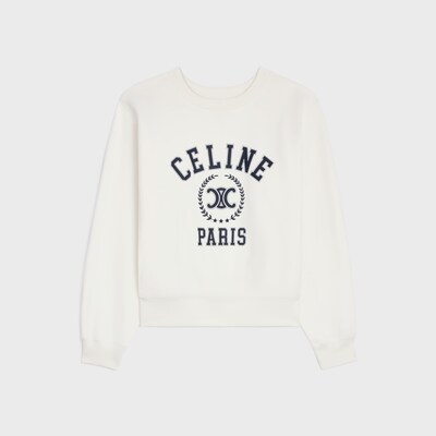 오버사이즈 CELINE 스웨트셔츠 - 코튼 플리스 - 워시드 화이트/네이비 -  - tileIndex | CELINE