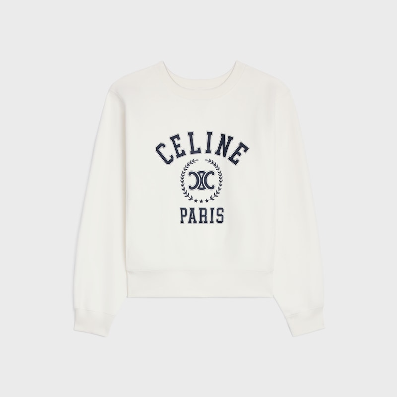 oversized sweatshirt IN cotton fleece - WASHED WHITE/NAVY -  - 1 | CELINE