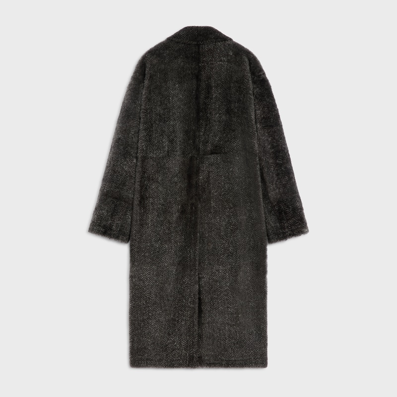 coat IN CHEVRON PRINTED LAMB SHEARLING - CHARCOAL/SILVER -  - 1 | CELINE