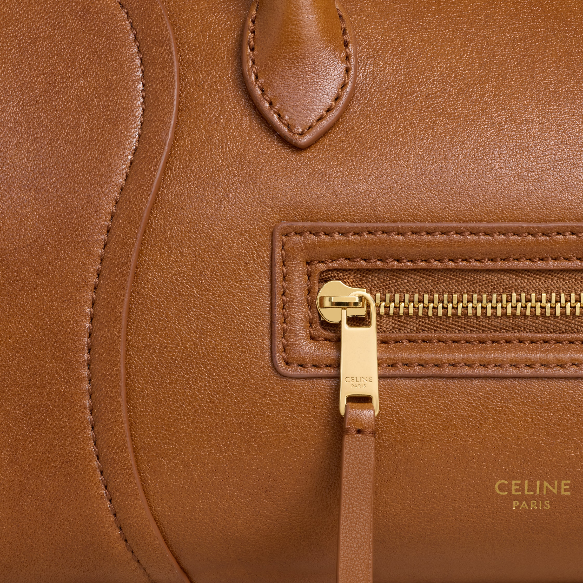 LITTLE LUGGAGE IN SUPPLE SHINY LAMBSKIN - SOFT TAN | CELINE
